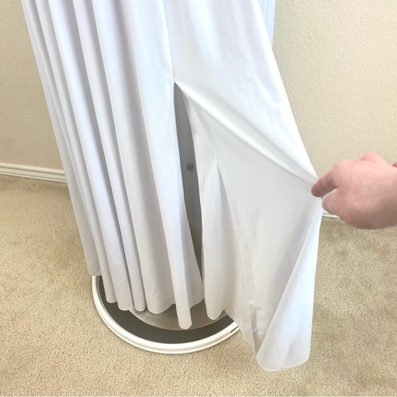 JS Boutique White Halter Beaded Maxi Formal Dress - Picture 6 of 11